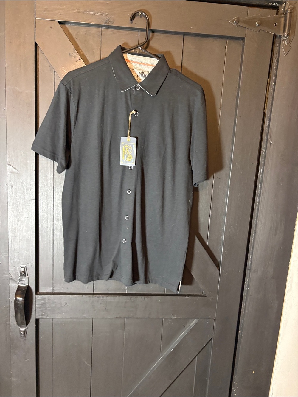 Weatherproof Black Short-Sleeve Button-Down Polo Shirt